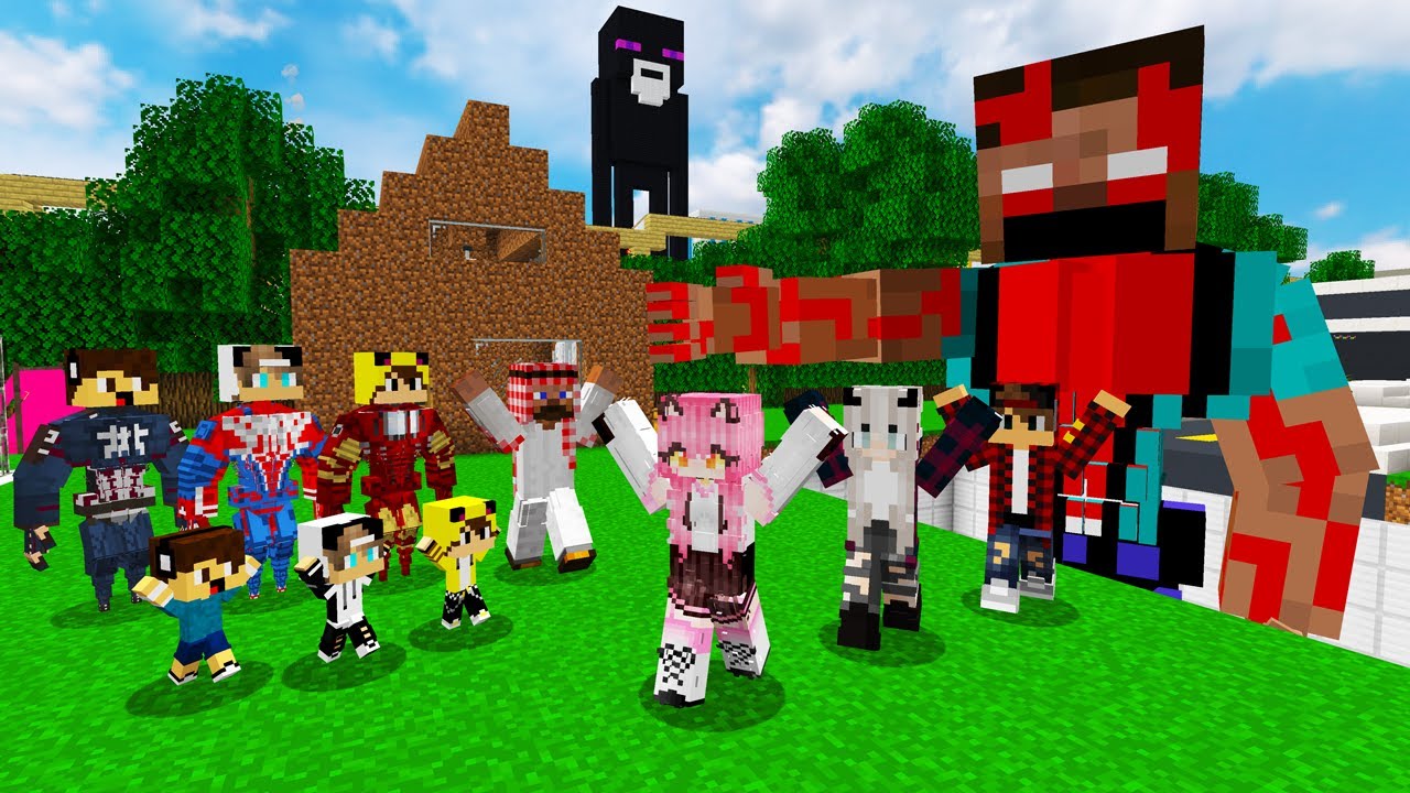 ماين كرافت لكن جيجي وكعبول وعبوسي الخارقين نقذوني من العملاق الخارق 😨😱 #فلم_ماين_كرافت