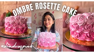 Pink Ombre Rosette Cake Ombre Cake Rosette Cake Beautiful Ombre Cake Design Simple Cake