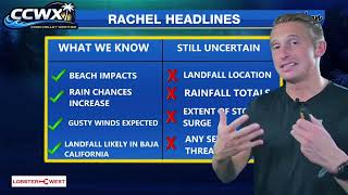 (10/8/26) Thursday FULL Forecast - Rachel to Bring Rain, Wind, Beach Impacts to So Cal