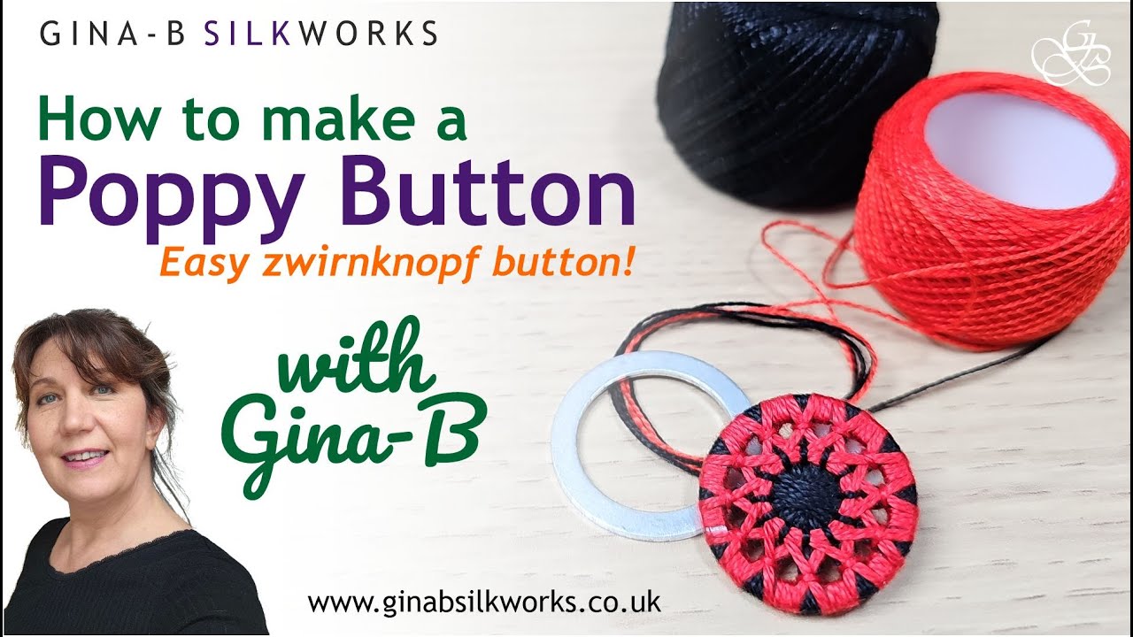 How to make a pretty poppy thread button / easy zwirnknopf ring button ...