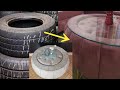 DIY OLD CAR TIRE TO A COFFEE TABLE WITH STORAGE