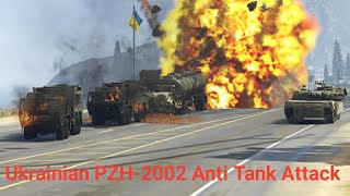 Russia VS Ukraine War | Ukrainian PZH-2002 Anti Tank Destroyed Russian Military Convoy | Gta 5 |
