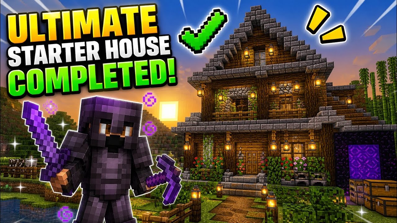 My BEST Starter House Ever! | Minecraft Survival #9 - YouTube