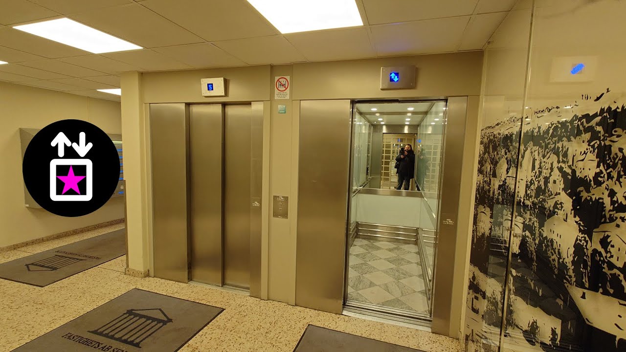 Lidingö, SWE: MODERNISED BY ITK - Run-down OTIS Traction Elevators at Stockholmsvägen 33