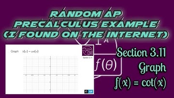 AP Precalculus Section 3.11 Example: Graph h(x) = cot(x) (Cotangent)