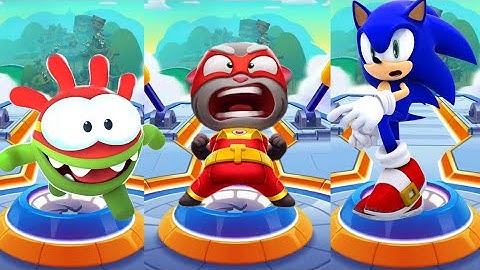 Talking Tom Hero Dash vs Sonic Dash vs Om nom Run GAMEPLAY