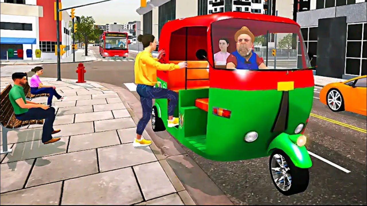 Tuk Tuk auto rickshaw racing game play 3D - 46 - YouTube