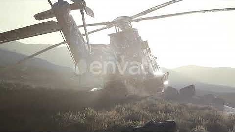 Old Rusted Military Helicopter in the Desert at Sunset | Motion Graphics - Envato elements