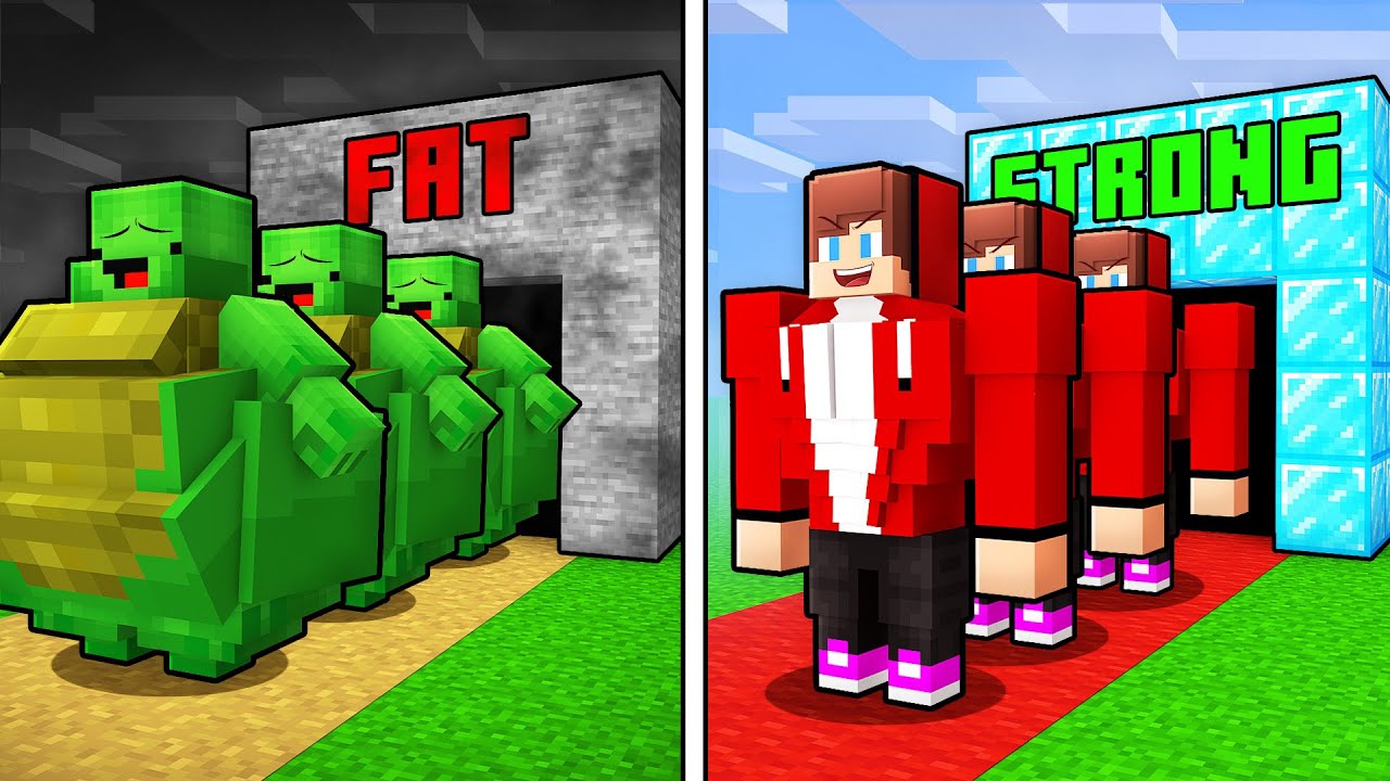Mikey FAT vs JJ STRONG Army Survival Battle in Minecraft (Maizen)