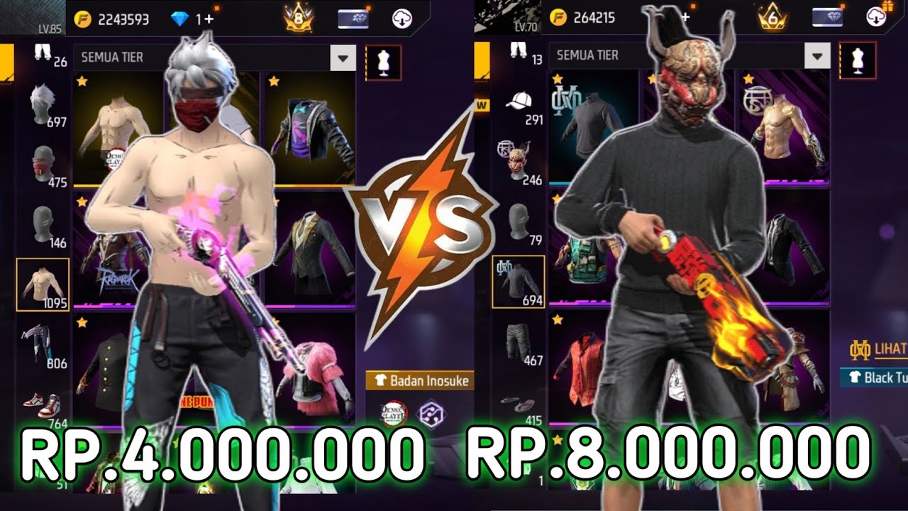 REVIEW AKUN FF SEHARGA 4.000.000 VS 8.000.000‼️