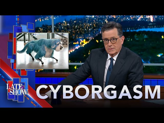 Stephen Colbert's Cyborgasm: Sparkles The Robot Dog | AI Priest Hears Confessions class=