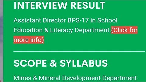 SPSC Announced Interview Result of Assistant Director BPS-17 & Scope/Syllabus for other posts#spsc