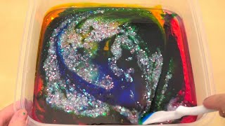 ASMR Galaxy Slime Mixing, Gritter and More into Slime !! Satisfying Slime