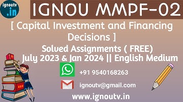 IGNOU MMPF-002 July 2023 & Jan 2024 Solved Assignment  [FREE] || IGNOU MBA || IGNOU TV || IGNOU ||
