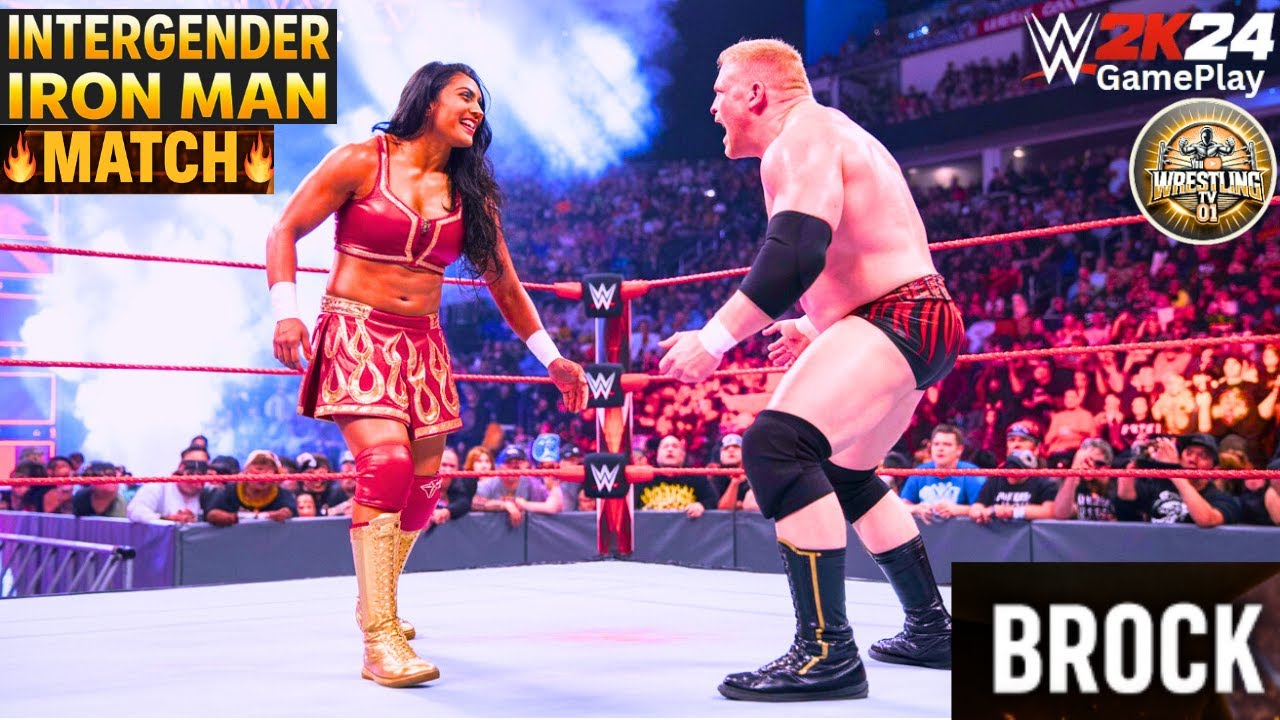 🔥WWE 2K24 – Индианка Мадхаби против Брока Леснара 🎮 Матч Железного Человека💥 16 июля 2025 г.