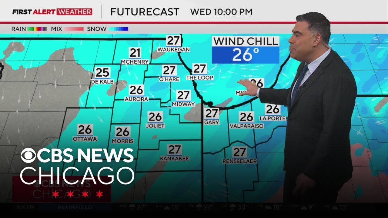 Snow to persist through evening in Chicago - YouTube