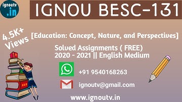 IGNOU BESC-131 Solved Assignment January 2021 [FREE] || IGNOU BAG || BESC-131 || IGNOU TV ||