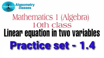 Linear Equation in two variables || 10th std. Mathematics || Practice Set 1.4 || SSC Maths