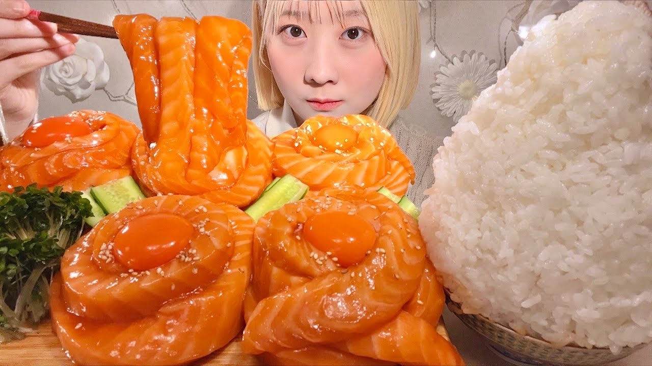 ASMR Лапша с лососем юкке【русские субтитры】【Mukbang/ Eating Sounds】