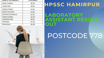 #LABORATORY ASSISTANT RESULT OUT #POST CODE 778 | HPSSC HAMIRPUR | HIMACHAL PRADESH