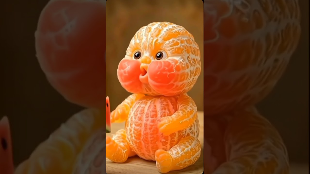 baby orange tastes watermelon for the first time🍊🍉