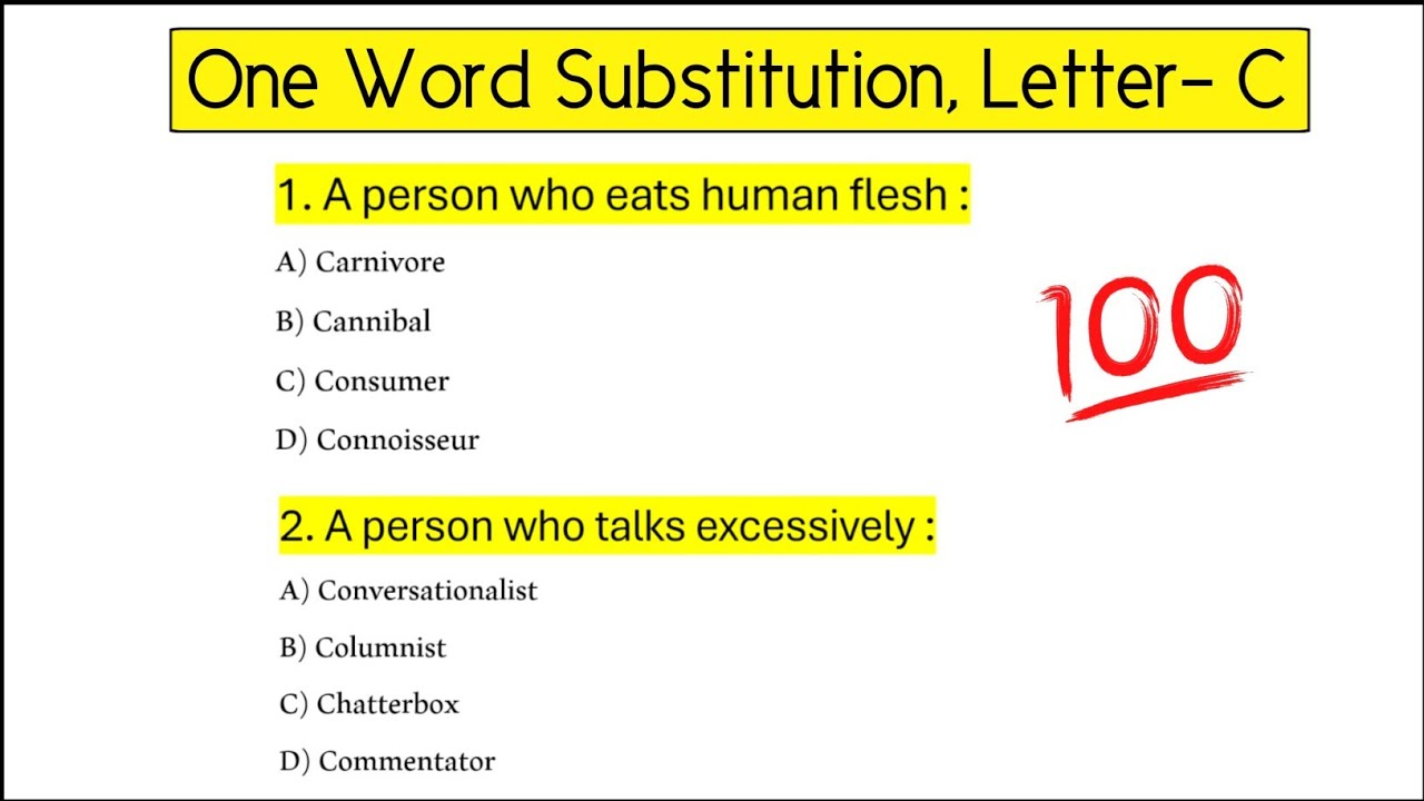 One Word Substitution Course | Letter-C | English Vocabulary | Proper ...