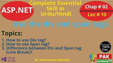 ASP.Net: Use the div and span tags [Ch # 02 | Lec # 10]