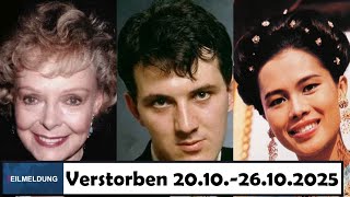 Trauer um Berühmtheiten, die in der Woche vom 20.10. bis 26.10.2025 verstorben sind. screenshot 5