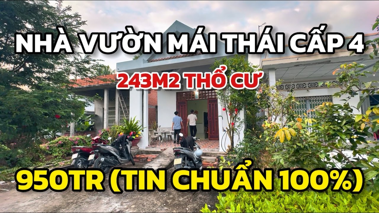 Nhà vườn mái thái có 243m2 đất thổ, ngộp rẻ chỉ 950tr, mát đẹp, sổ hồng riêng gần trung tâm TPHCM
