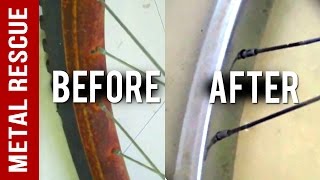 How to remove rust from a chrome bicycle rim or bike rim. NO ACIDS