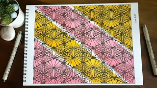 Zentangle pattern artwork || Zendoodle drawing for beginners || Easy to draw colorful design