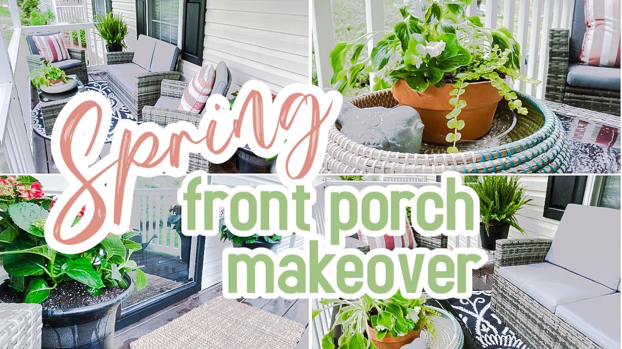 SPRING FRONT PORCH MAKEOVER 🌸 CLEAN AND DECORATE | FRONT PORCH DECOR 2021