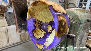 Woodturning - Crystal Purple and Boxelder Burl bowls