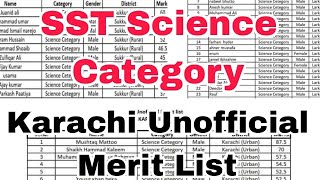 SST Science category district Karachi unofficial merit list 2024 |spsc