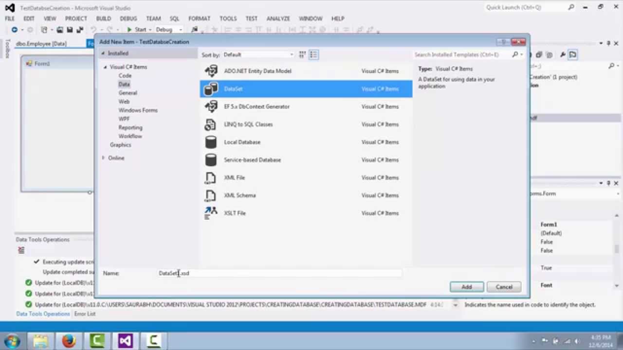 Creating Database using Visual Studio - YouTube