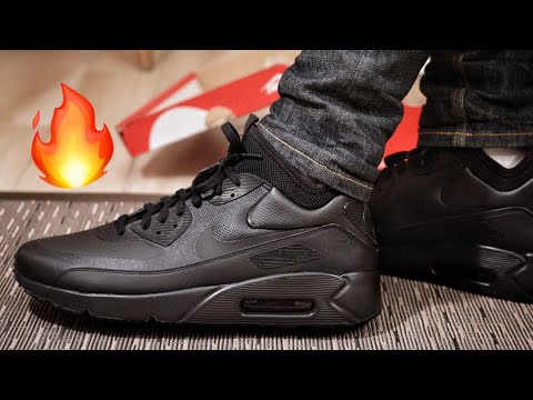 Nike 90 Ultra Mid Winter Triple Black Unboxing and - YouTube
