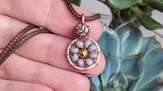 Round Wire Beaded Flower Pendant Beginner Simple Wire Wrapping Tutorial
