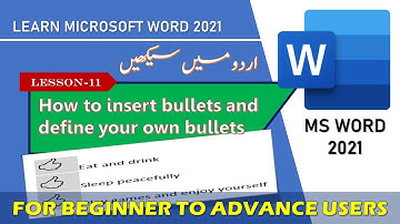How to insert bullet points in Microsoft Word in Urdu LESSON 11