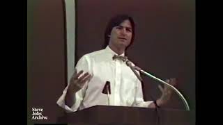 A 28 year old Steve Jobs gives a talk at the 1983 International Design Conference in Aspen.