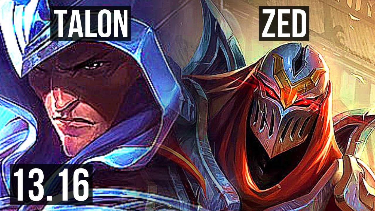 TALON vs ZED (MID) | 12/1/7, 7 solo kills, Legendary, 900K mastery, 300+ games | KR Diamond | 13.16