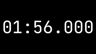 Countdown Timer 1 Minute, 56 Seconds 0156.000 - White On Black With Milliseconds