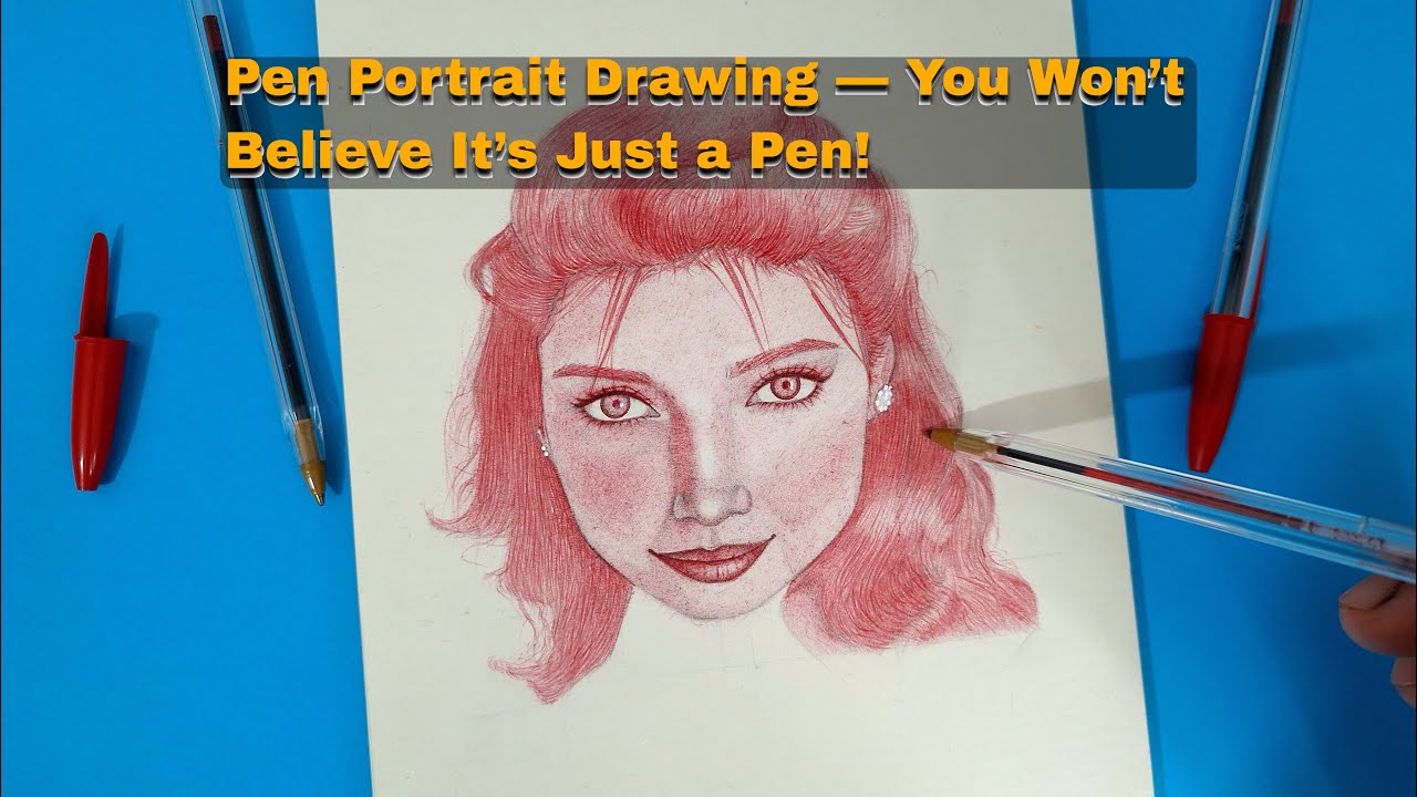 Pen Portrait Drawing | Watch How a Simple Pen Creates a Realistic Girl’s Face!