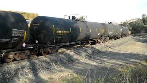 Northbound BNSF Railroad mixed freight trains meet just below Tehachapi Loop 9-2011