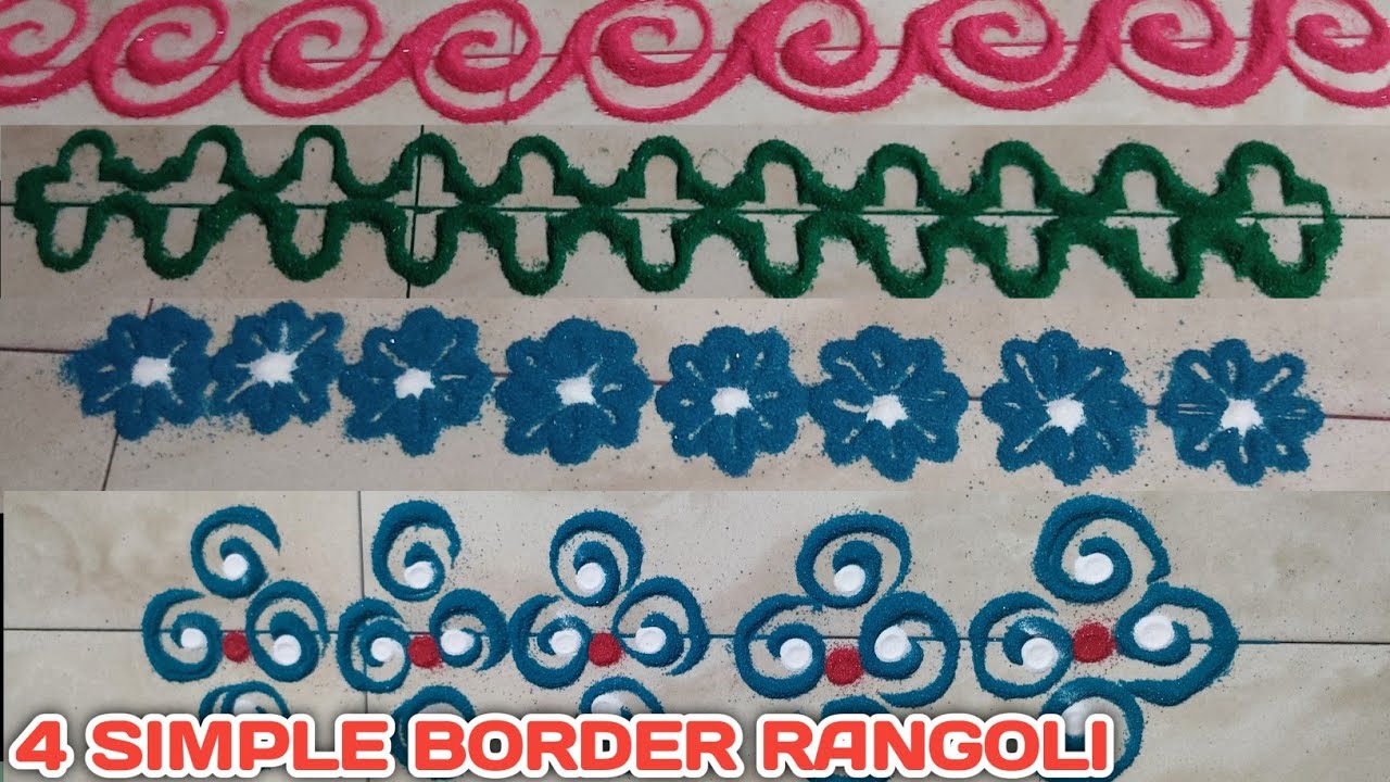 Easy & Quick Border Rangoli | Rangoli Tutorial Video | Simple Border ...