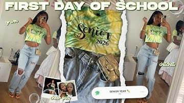 GRWM: FIRST DAY OF SCHOOL *senior year* | mini vlog, outfit, cheer pics, friends, + more!