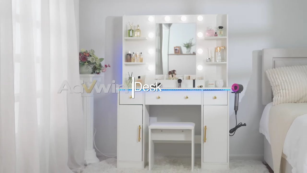Advwin Dressing Table with Mirror and Lights RGB