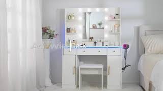 Advwin Dressing Table with Mirror and Lights RGB Content
