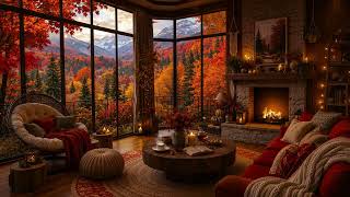 Soothing Fall Cabin Jazz 🍁 Crackling Fireplace & Soft Piano Music for Rest & Stress Relief screenshot 5
