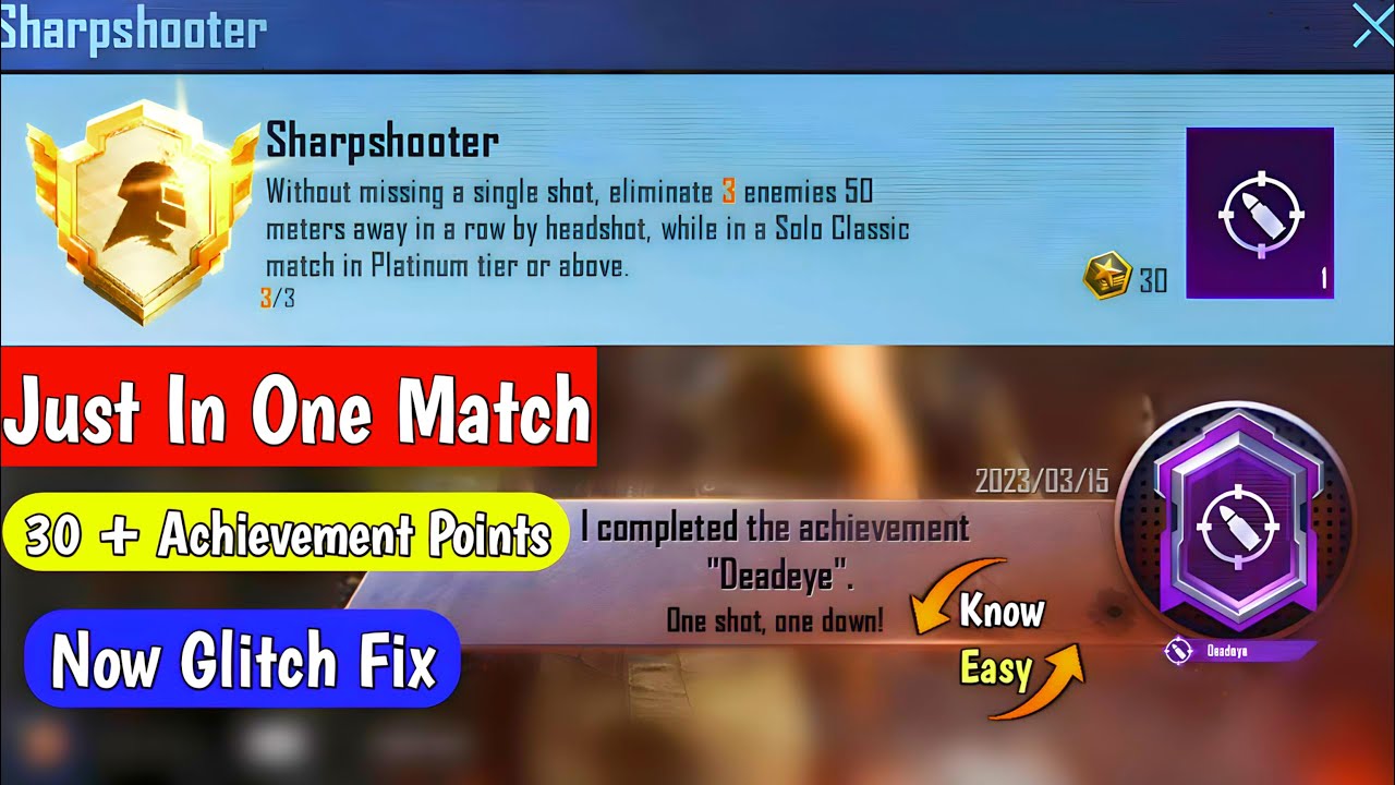 Easy To Complete Deadeye Title {Sharpshooter} Achievement In Bgmi & Pubg How To Complete Deadeye