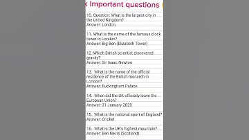 🇬🇧 Top 10 UK GK Questions 🔥 | General Knowledge Quiz | #shorts